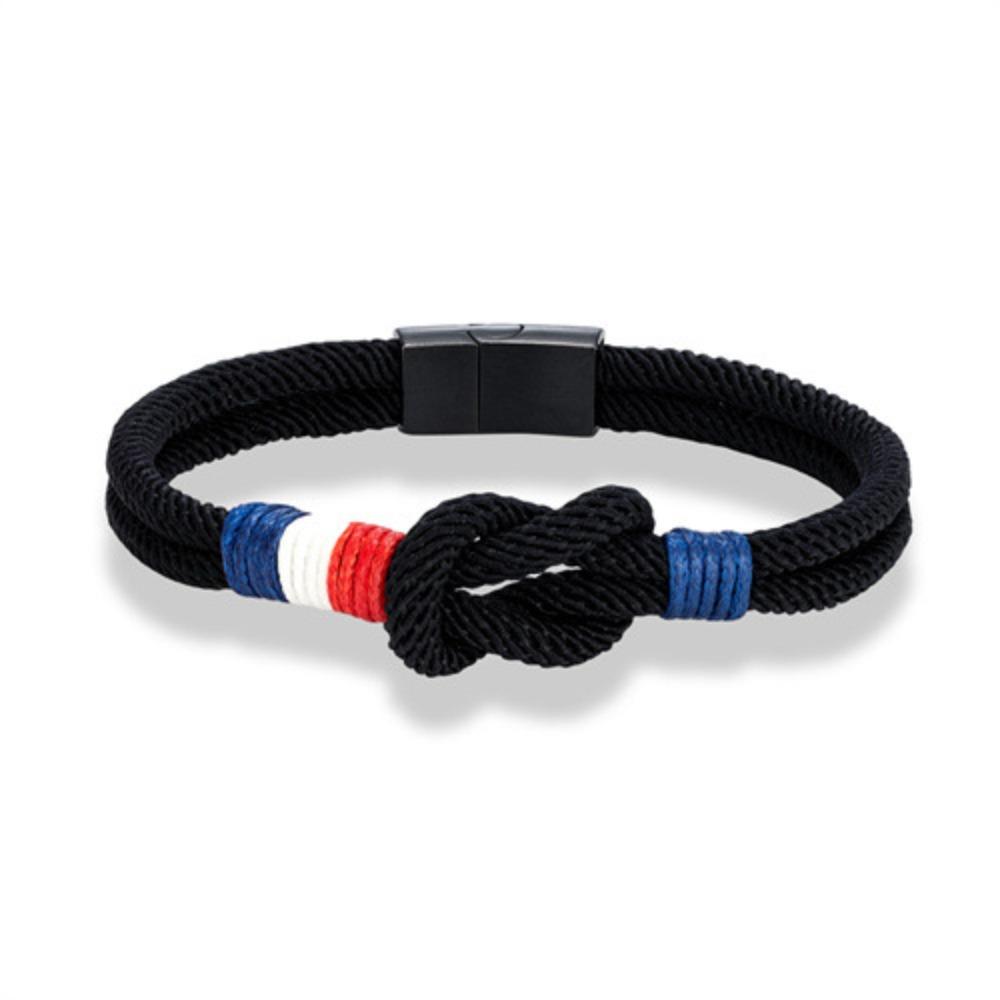 French Flag Bracelet European and American Men and Women Milan Rope National Flag Bracelet 19cm чёрный