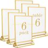  Clear Acrylic Sign Holder with Gold Borders Price Plate Double Sided Menu Holders Picture Frame for Wedding Table Number