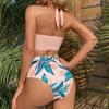 Dámský Módní Sexy Pevný Taška Bikini Vícebarevný Listový Potisk Plavky