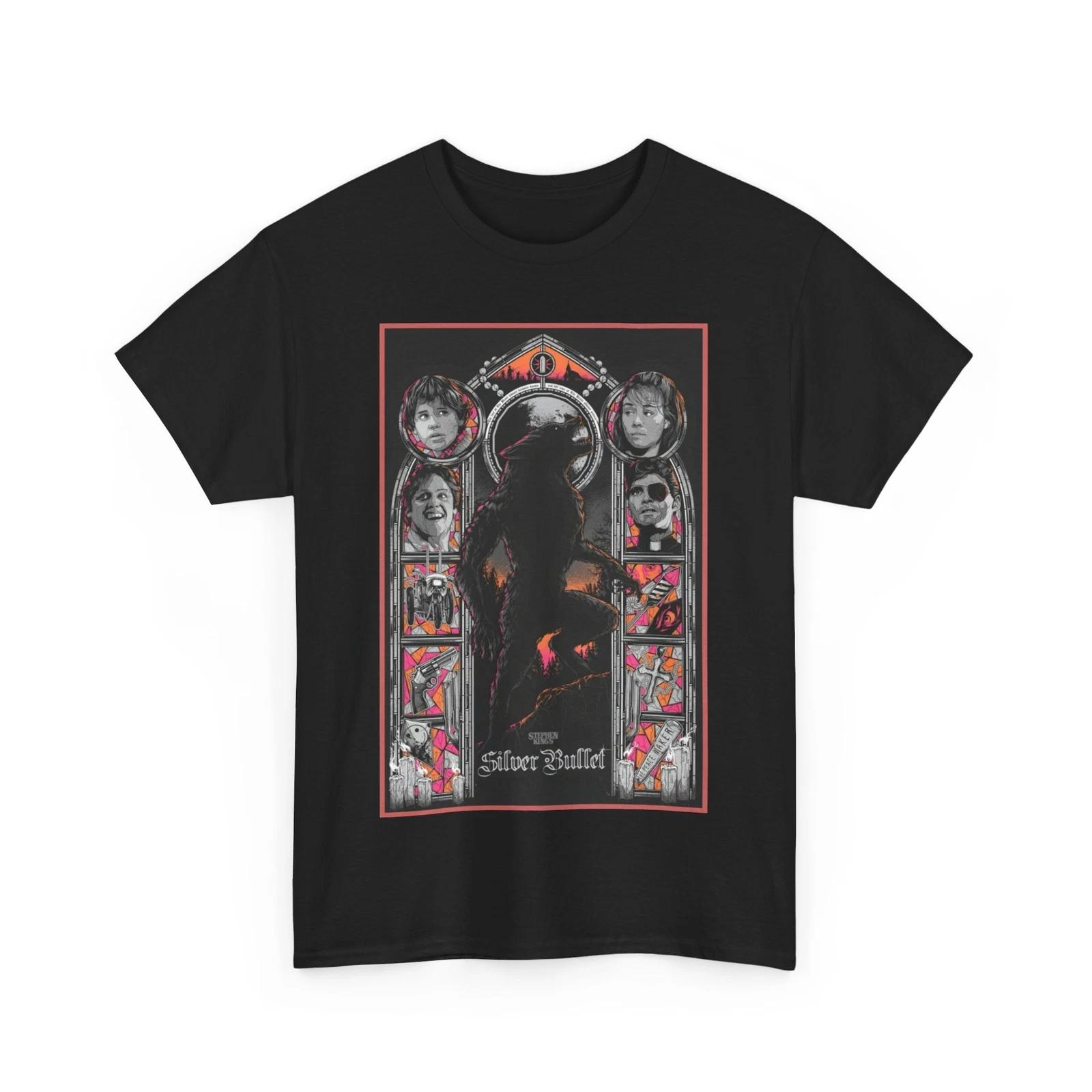 Silver Bullet Stephen King Movie 100% Cotton T-shirt Mens Tees Top Unisex Heavy Cotton Tee 2XL