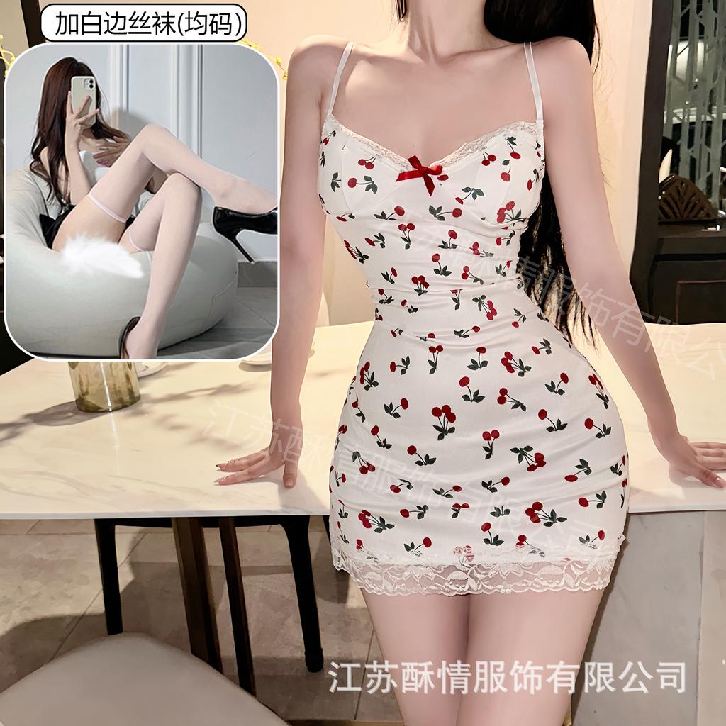 Sex lingerie pure desire cherry sexy women's bed small chest plus chest pad passion uniform seduction suit