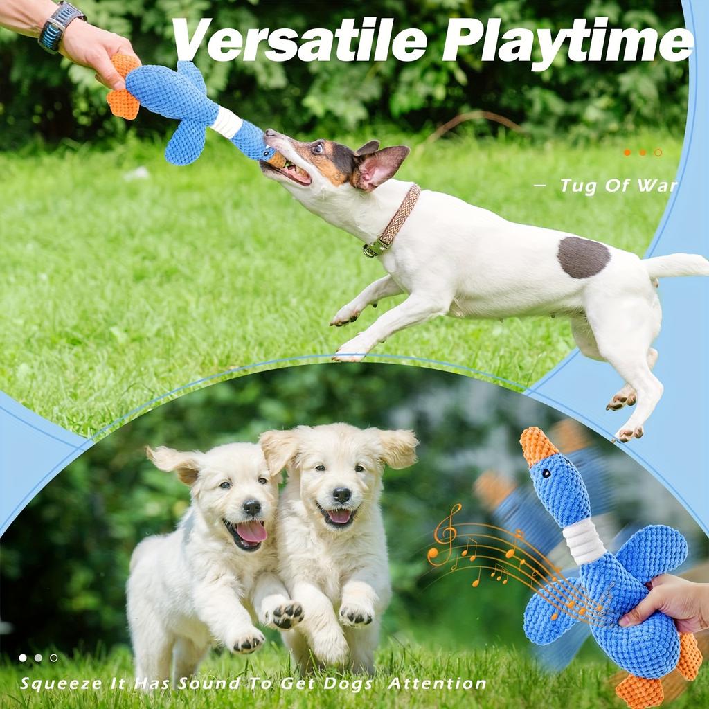 Durable plush goose shaped dog toy, suitable for skinning and playing - soft, chewy fabric, healthy teeth, and interactive fun