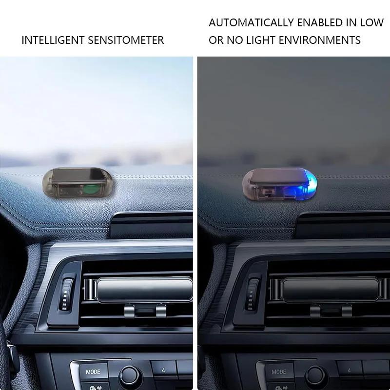 1/2Pcs Car Fake Security Light Solar Powered Simulated Dummy Alarm Wireless Warning Lamp LED Flashing Anti Theft Caution Lamp