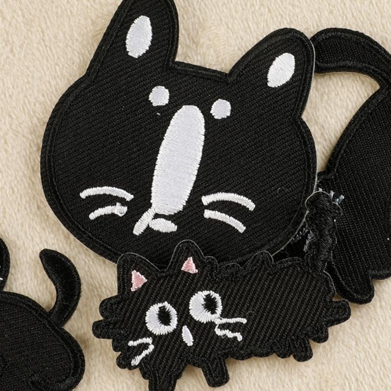 7 sztuk naszywek z haftem kotka do naprasowania, samoprzylepne aplikacje haftowane do dekoracji ubrań, kurtek, toreb, plecaków, kapeluszy