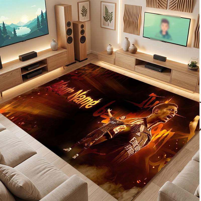Jude Bellingham Custom Crystal Velvet Rug, Personalized Name Text Print, Football Logo Soft Non‑Slip Floor Mat Home Decor Gift