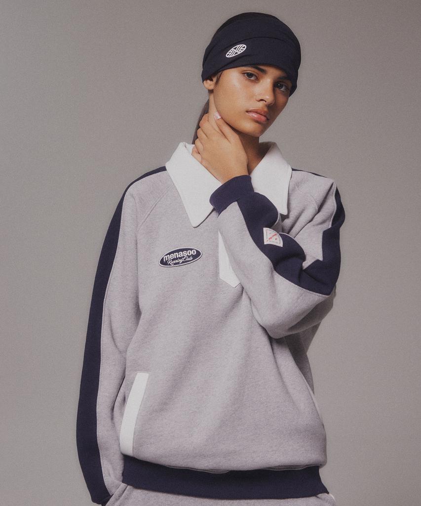 Minasu Color Combination Sweatshirt_Gray_Fleece-Lined Fabric