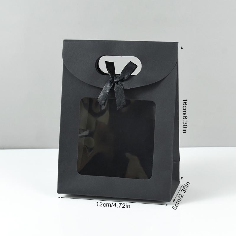 10/20pcs Kraft Paper Gift Box with Clear Window Wedding Favors Birthday Party Candy Snack Biscuit Packaging Bag Christmas Gift