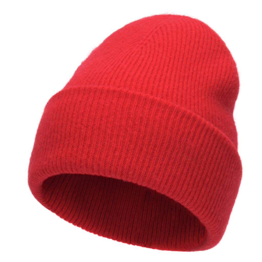 % Merino Wool Knitted Hat Solid Color Soft Waxy Flipped Brim Warm Men's and Women's Casual Versatile Wool Hat
