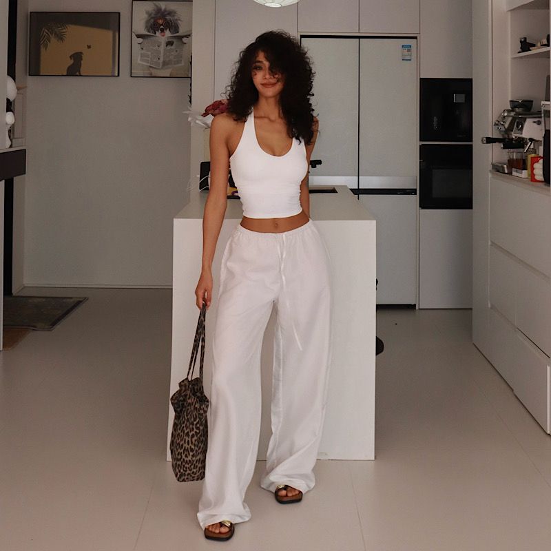 Akiyo Studio Linen Lyocell Women Wide-Leg Pants Idle Style Thin Casual Pants Mop Pants Summer Loose