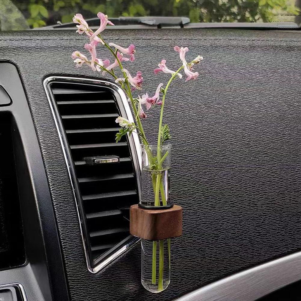 Creative Mini Car Flower Vase Clip Adjustable Car Vent Walnut Vent Glass And Dashboard Vase Decor Flower Car S3U9