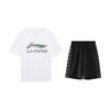 Li Ning Graffiti Logo Loose Round Neck Short Sleeve Fashion Comfortable Simple Shorts Casual Sports Suit Unisex Sports Suit AHSUB03-2+YKSV129-2