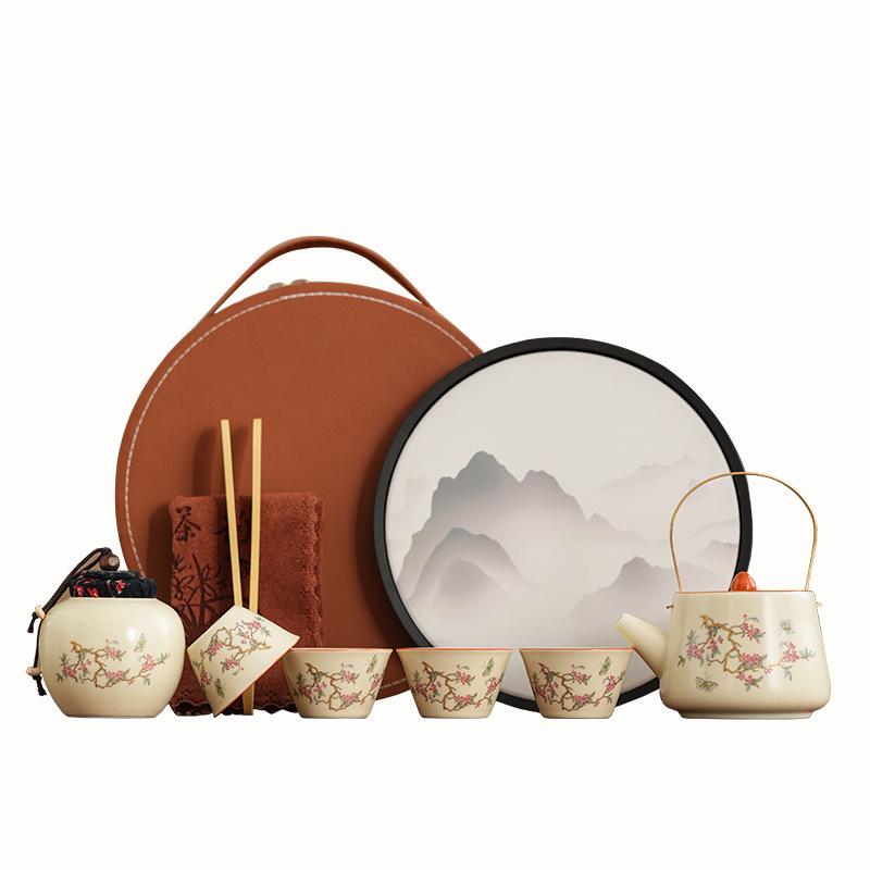 

Gifts Wisteria Flower Ru Kiln Opening Kung Fu Tea Set Home Living Room Tea Travel