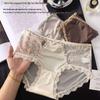 Luxurious Lace & Satin Leopard Print Women's Thong - Comfortable, Breathable Mid-Waist with Fashionable Mesh Patchwork