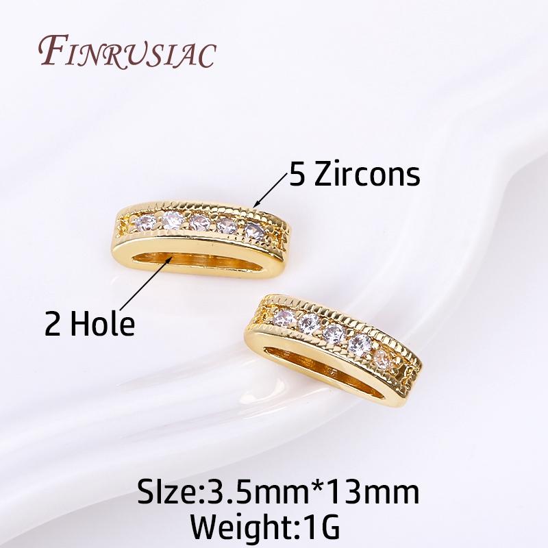 

18K Gold Plated 2/3 Holes Oval Separators For Beads,Inlaid Zircon Beads Separators Jewelry Making Supplies DIY Beading Jewellery 2 Pieces