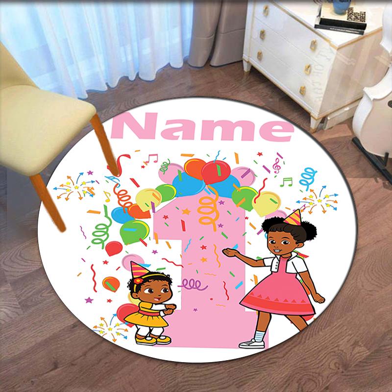 Custom Name Gracie's Corner Printed Round Rug Carpet Chair Rug Area Rug Entryway Doormats,for Office Chair Living Room Bedroom Kitchen Room.
