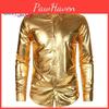 Mens Up Metallic Cozy Disco Shiny Slim Fit Long Sleeve Button Down Nightclub Party Shirts