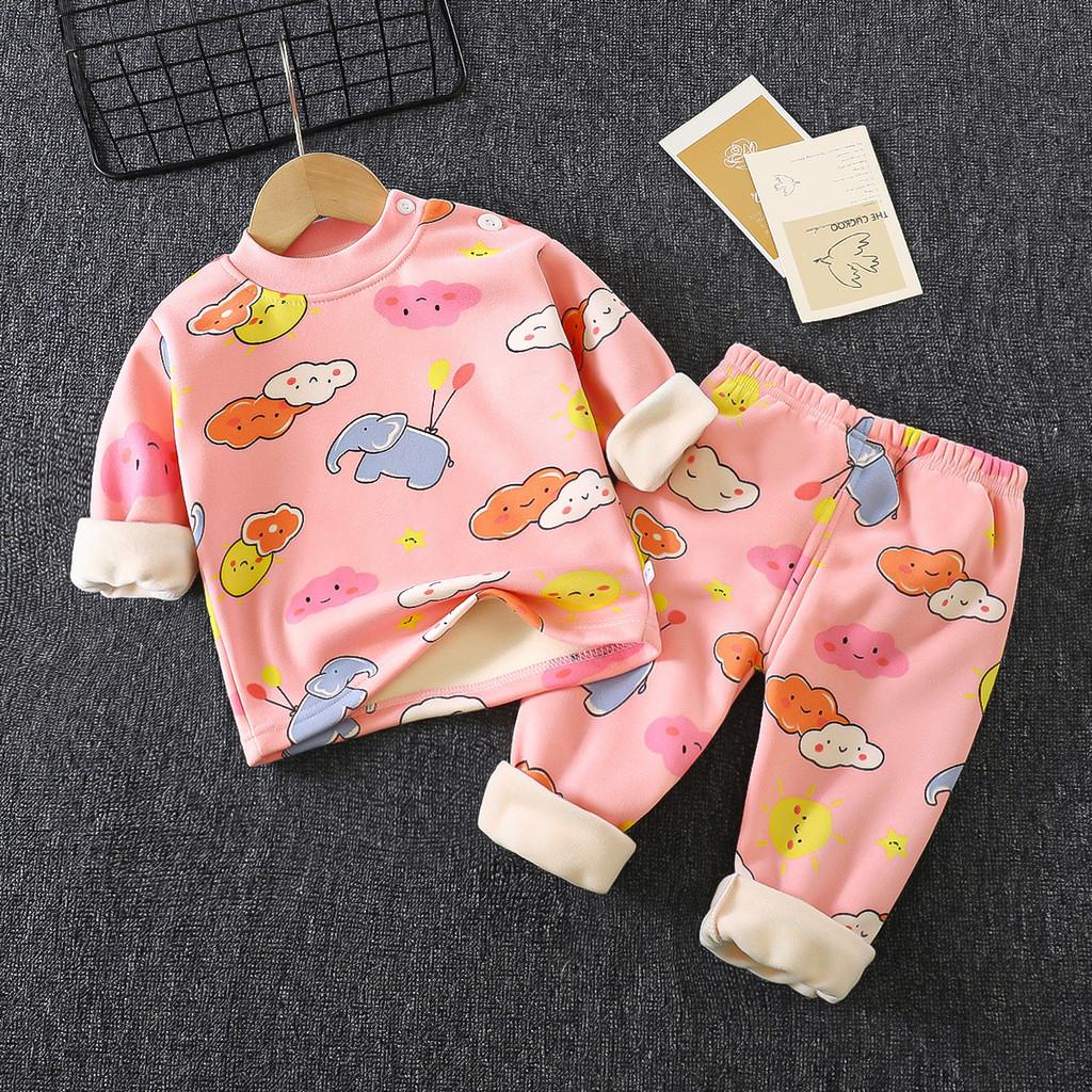 Childrens Warm Milk Silk Pajamas With Animal Prints For Autumn And Spring