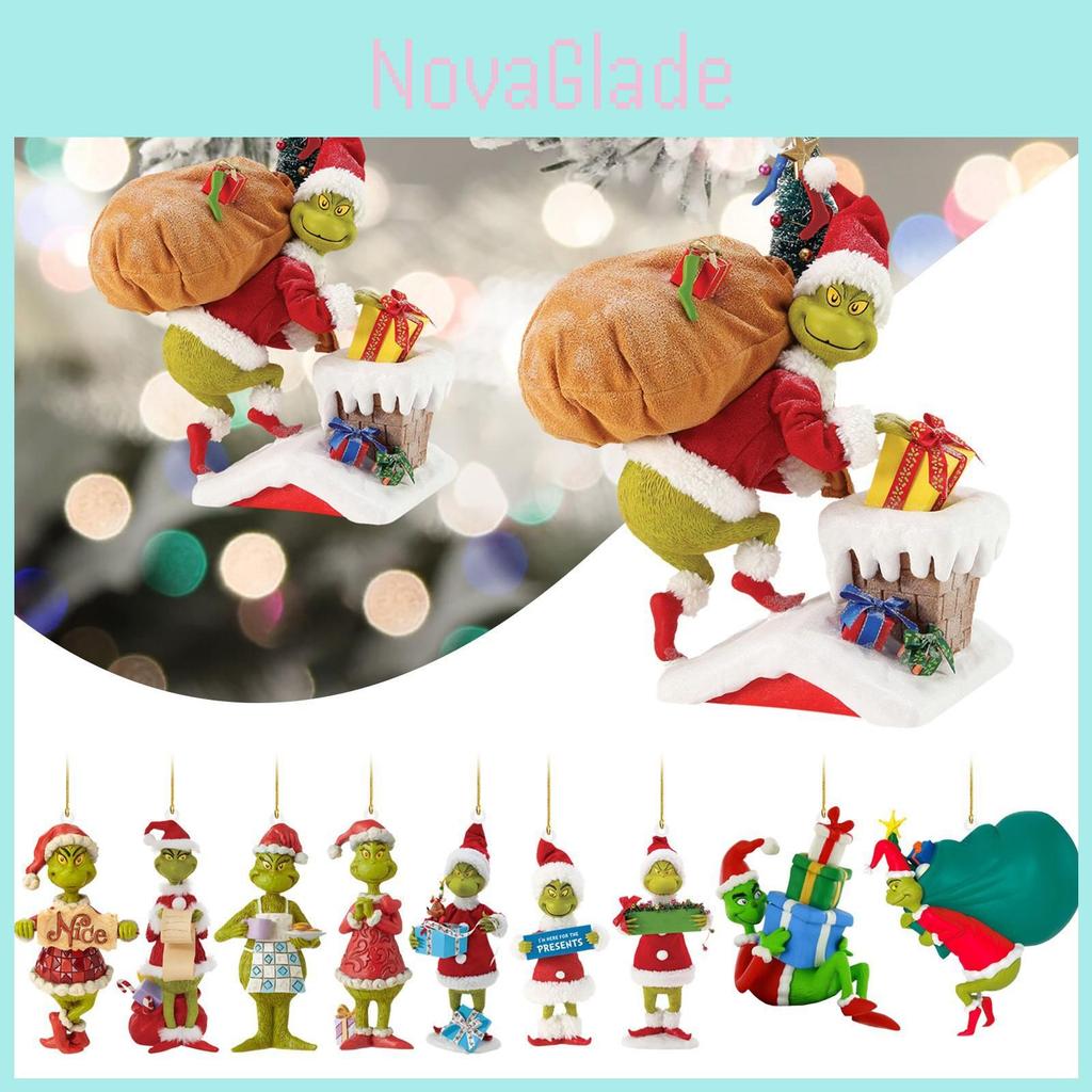 Creative Grinch Christmas Tree Decorative Acrylic Car Hanging Ornament For Holiday Cheer