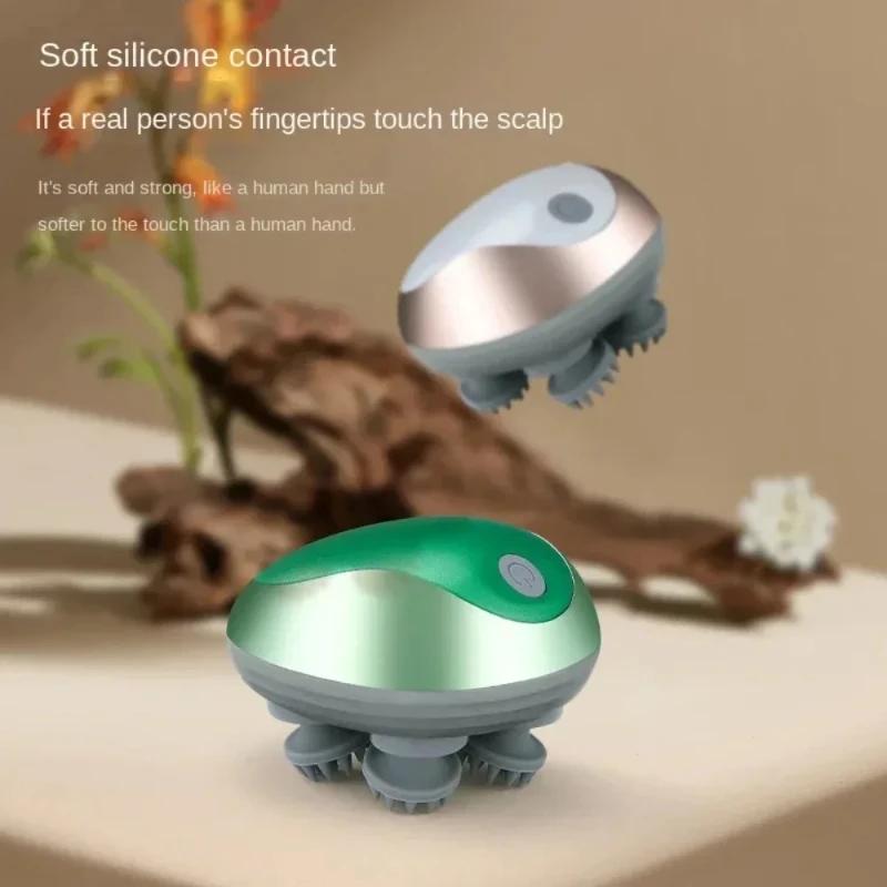 Mini Scalp Decompression and Kneading Electric Massager for Home Use, Portable and Multifunctional Waterproof Meridian Massager