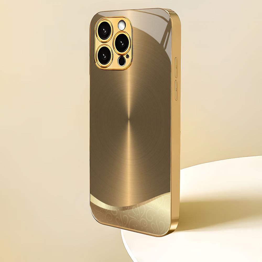Texture design pattern electroplated glass phone case suitable for iPhone 17 16 15 14 13 12 11Pro/Max/Plus shockproof back cover
