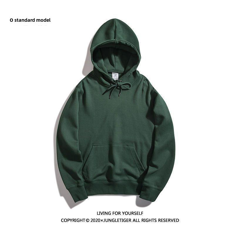 Dark Green Heavy High-Gloss Oversized Velvet Hooded Sweater for Men and Women