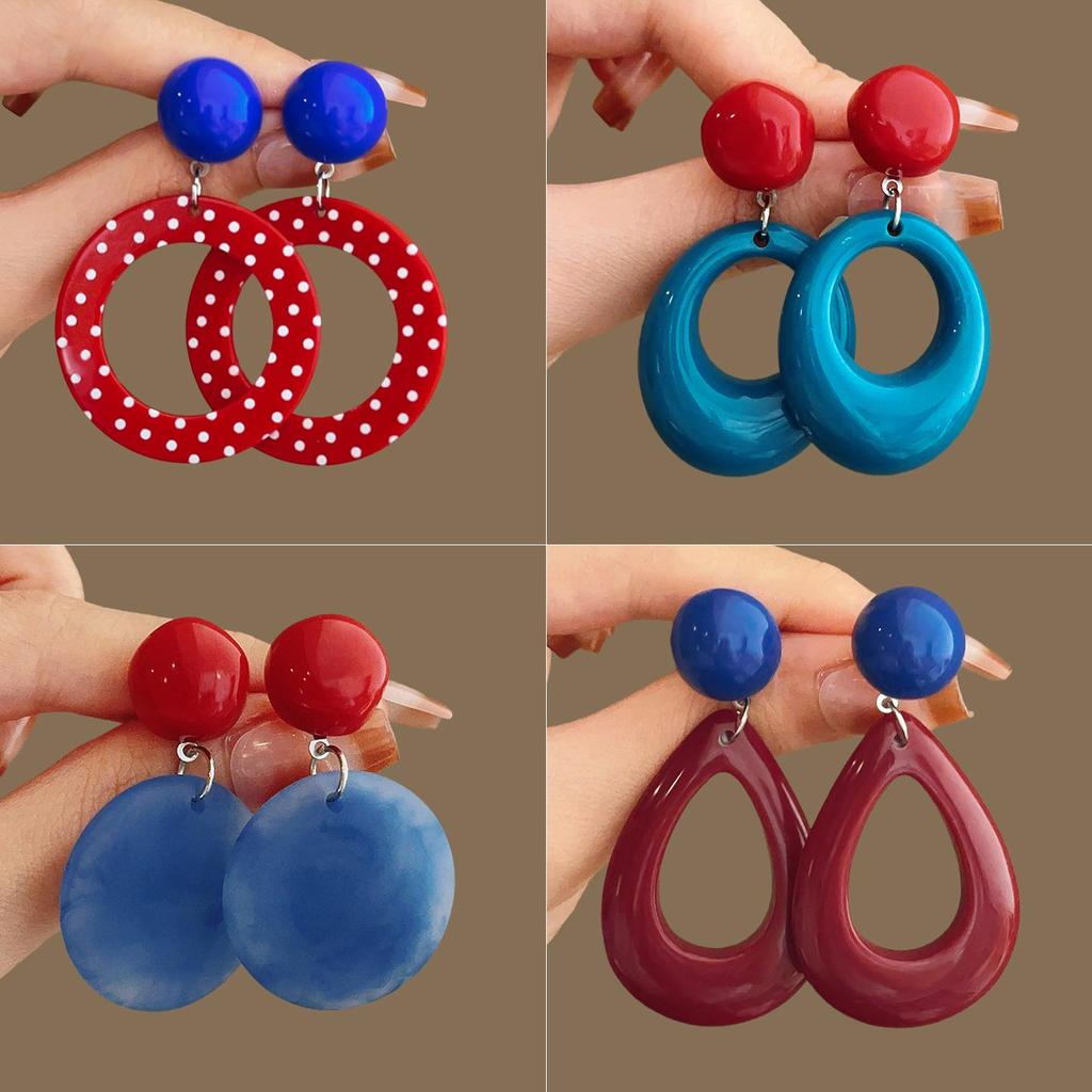 2025 New Retro Hong Kong Style Colorful Earrings: Luxury, High-End Studs, Exaggerated Fashion for Women