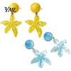 Clear Texture Beach Jewelry 1 Pair Starfish Drop Earrings, Summer Dangle Stud Lightweight Resin Earrings Ocean Themed Holiday Coastal for Vacation