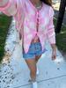 2024 Winter European & American Plaid Lace-up Cardigan Women's Knit Top