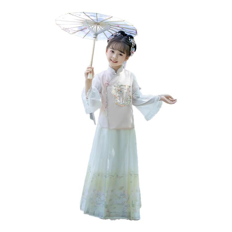 Girls  Ming Dynasty Hanfu Horse-Face Skirt Set 120