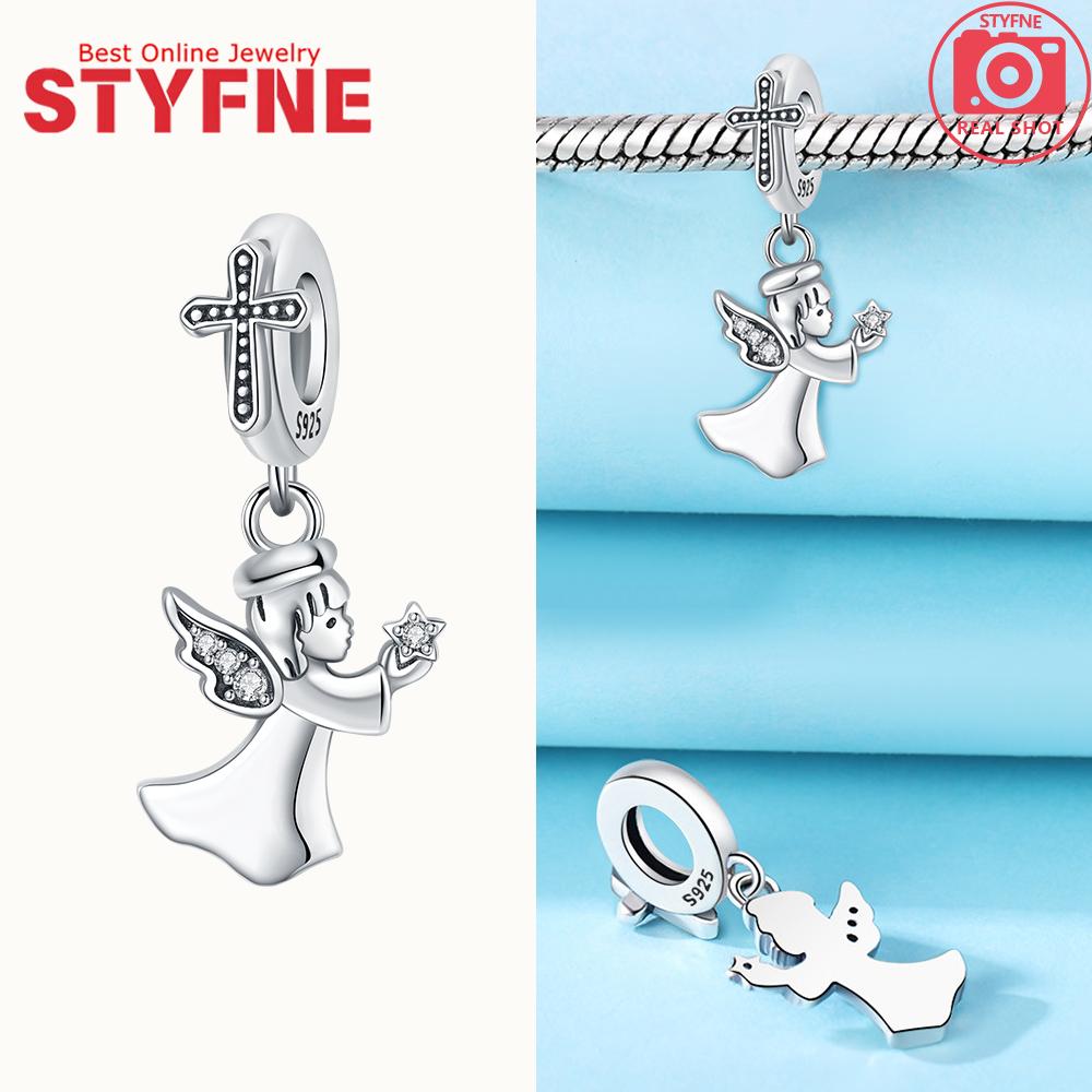

New Silver 925 Angel Sculpture Charms Heart Beads Fit Bracelet for Women Jewelry Party Beads DIY Fine Jewelry Gifts