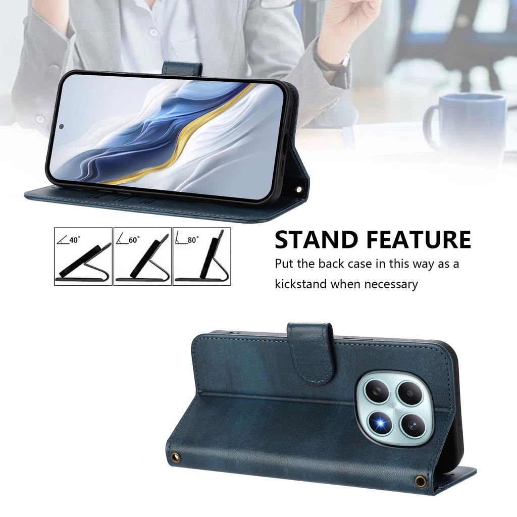 For Xiaomi Redmi Note 15 5G Cases Wallet Stand Retro Texture Leather Phone Cover with Lanyard