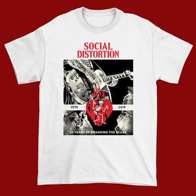 SOCIAL DISTORTION 40 JAAR Wit Full size T-shirt Tops Tee