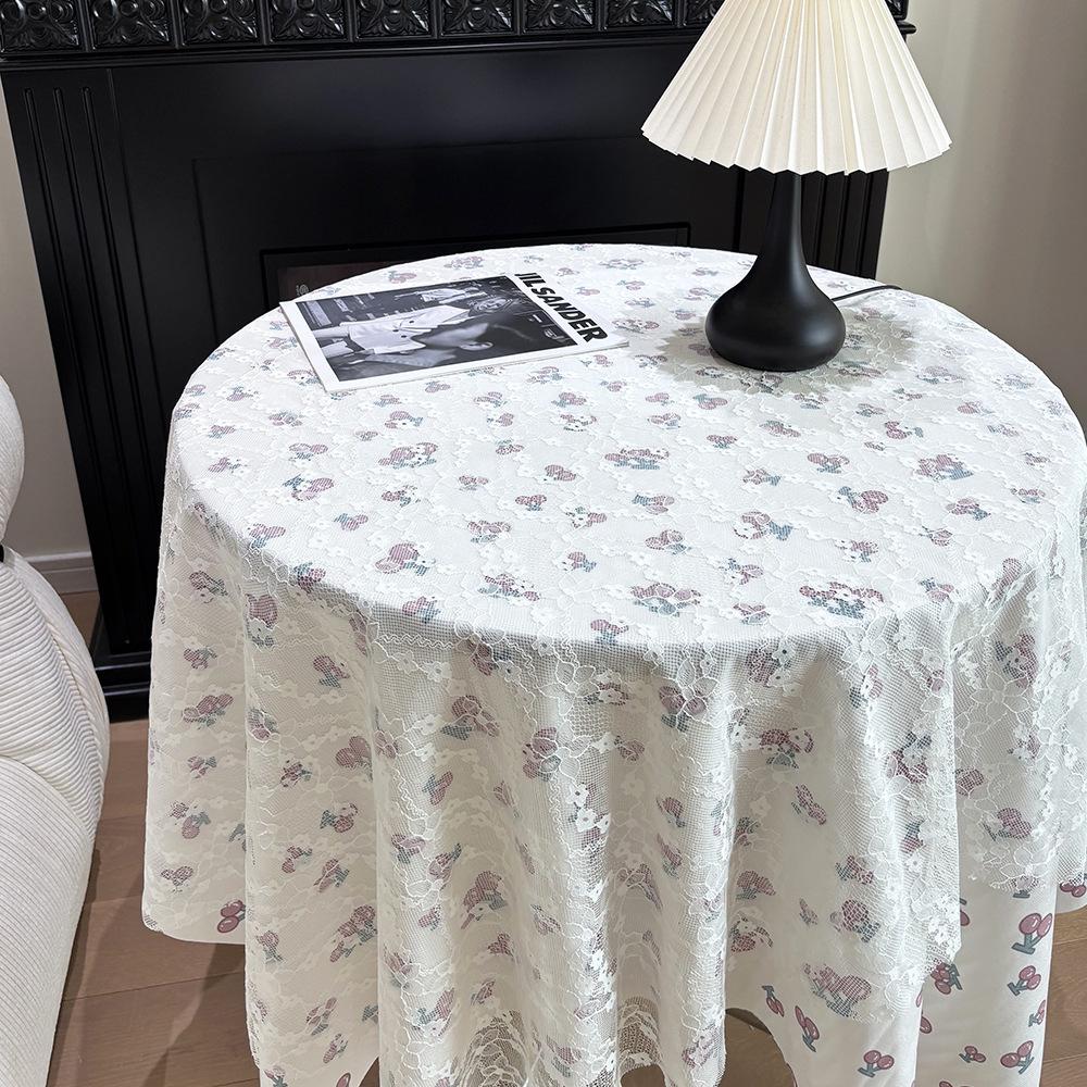 Lace Floral Tablecloth Desk Flannel Fabric Decoration Small Coffee Table Bedside Table Rectangular Retro Korean Style