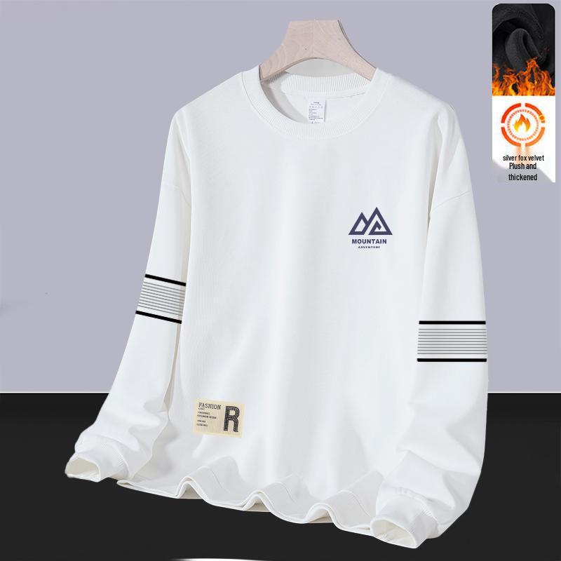 Herren Hoodie mit Rundhalsausschnitt und Plus Samt: Lässiger lockerer Schnitt, Warme Langarm-Oberbekleidung für Herbst und Winter. Vielseitige Basisschicht.