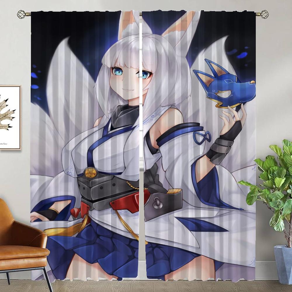 Azur Lane Zasłony przeciw komarom do zaciemniania pokoju 2 panele działowe dekoracja na Halloween rolety salon dziecko