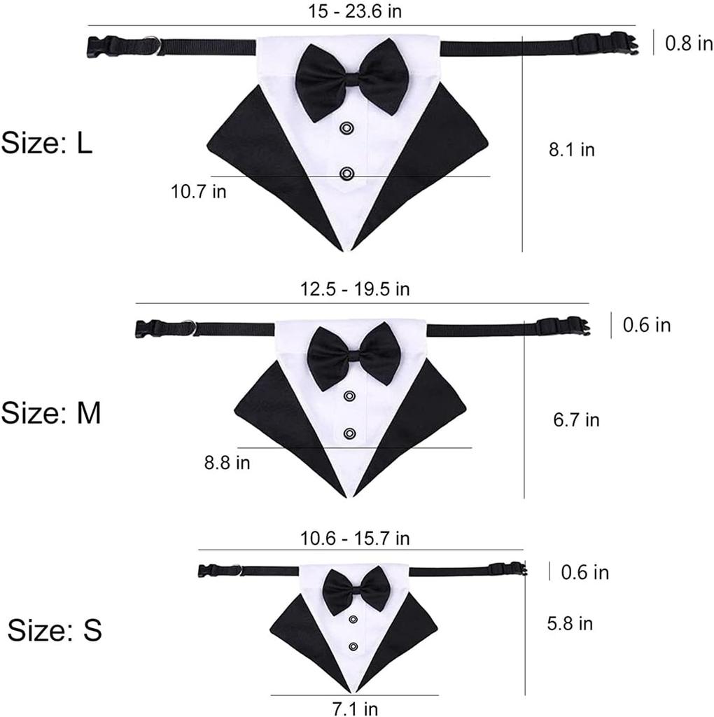 Tanpopo Formeller Hunde-Smoking Hochzeitskragen Bandana Geburtstags-Kostüm Fliege Party-Anzug Weihnachts-Feiertags-Party-Outfit Haustierhalsband
