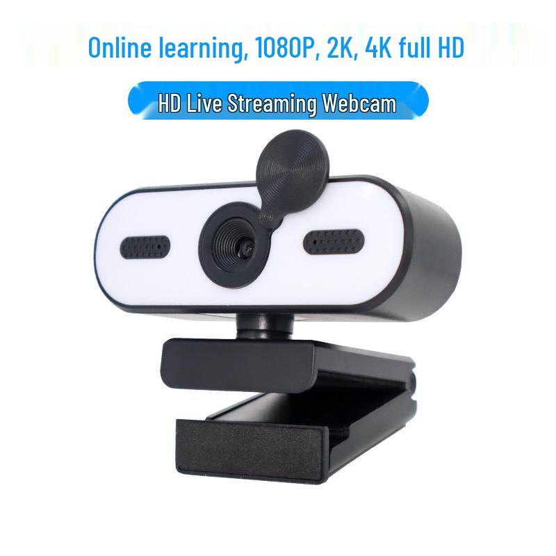 1080P/2K/4K USB Webcam with Microphone, Fill Light & Beauty Effects for Live Streaming and Video Conferencing