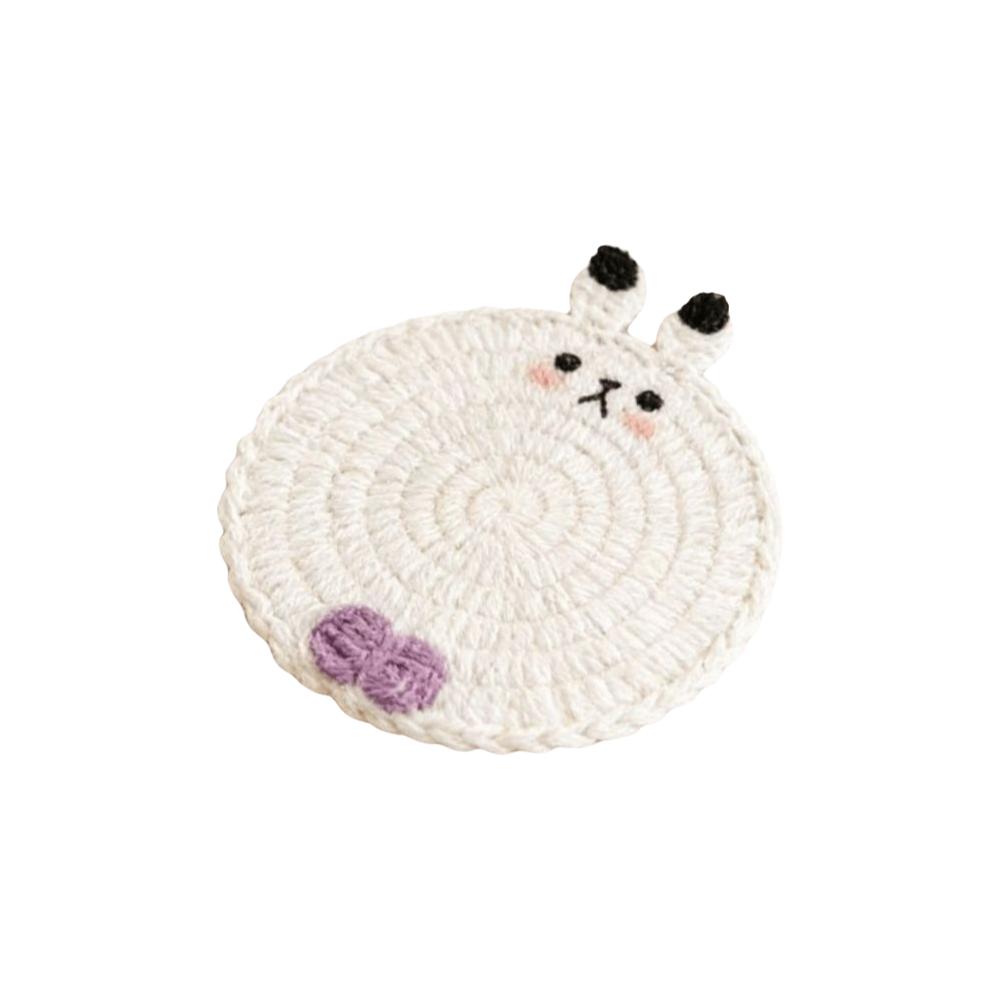Handmade Crochet Craft Crochet Animal Coaster Non-slip Base Animal Shape Design Knitted Drink Coaster Creative Cartoon Style