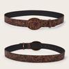 Retro Flower Fashion Pattern Oval Buckle Decoration Women Wide Belt For Daily