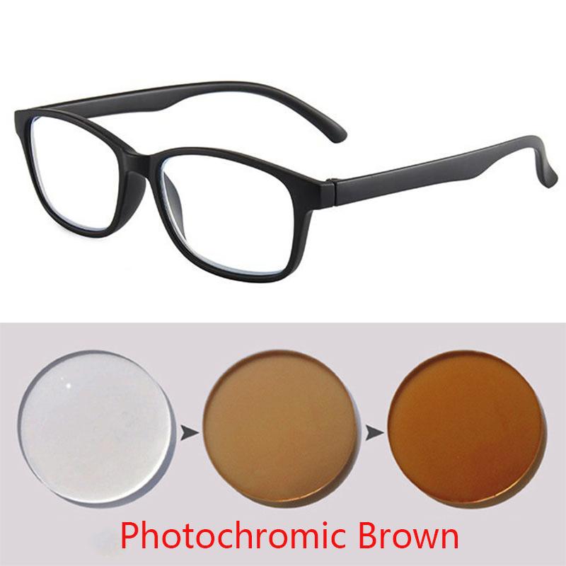 Square Frame Change Color Eyewear Photochromic Eyeglasses Women Men UV400 0 -0.5 -1.0 -1.5 -2.0 -2.5 -3.0 To -6.0