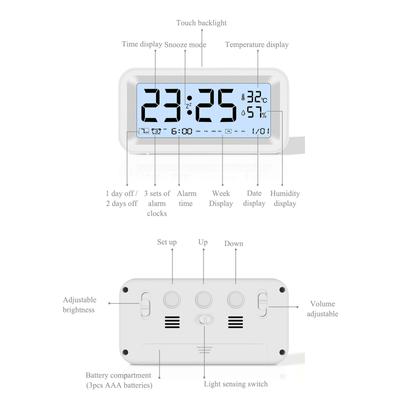 Digitaler Wecker, intelligente Touch-Steuerung, Helligkeit, Lautstärke, verstellbar, intelligenter leuchtender kleiner Alarm