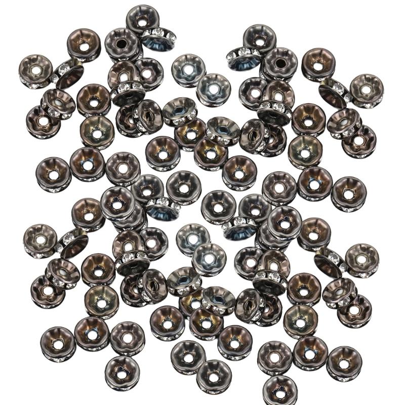 100Pieces Rhinestones Decorative Spacer Beads Fashion Jewelry Supplies Loose Bead Perfect for Jewelry Making and Projects