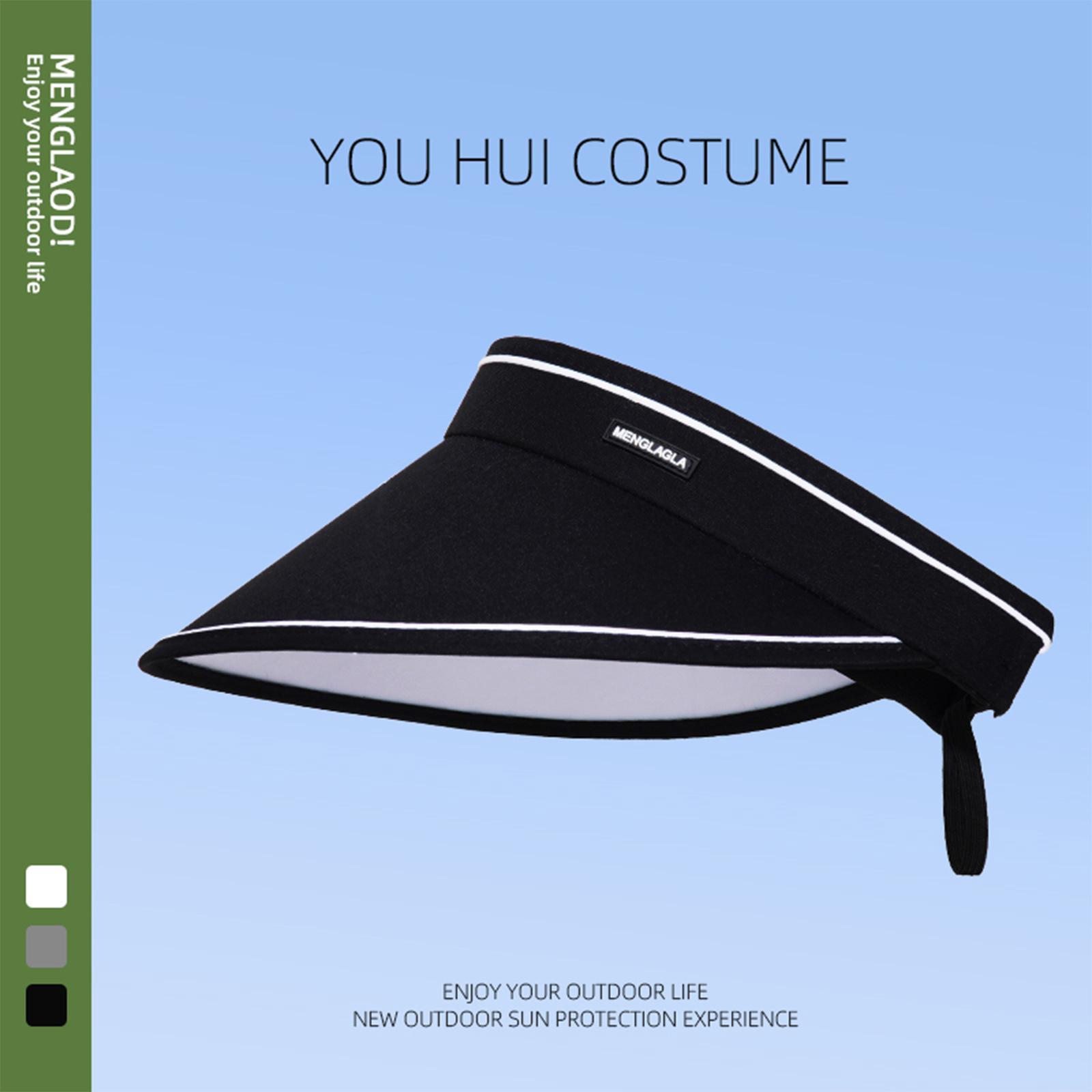 

Летняя солнцезащитная шляпа с открытым верхом для женщин, уличная, с сильным затенением и охлаждением, однотонная, простая, повседневная, универсальная солнцезащитная шляпа average size (56-58cm) чёрный