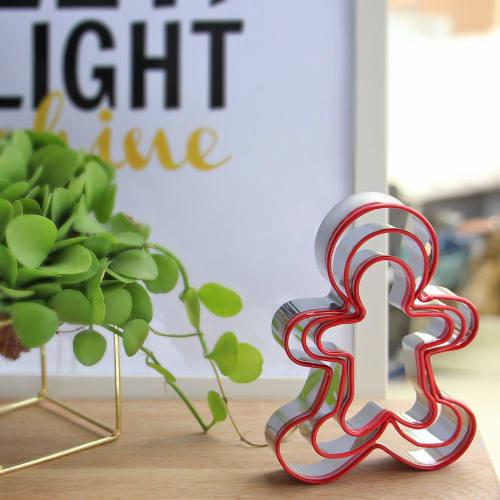 Shenghai Gingerbread Man Cookie Cutter, Set of 3, Perfect for Lunch Boxes, Character Bento, Rice Cutter, Christmas Baking Decorations