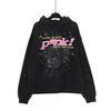 Unisex Hip Hop Oversized Hoodie With 3D Foil Web Print Cotton Heavyweight Sweatshirt Winter