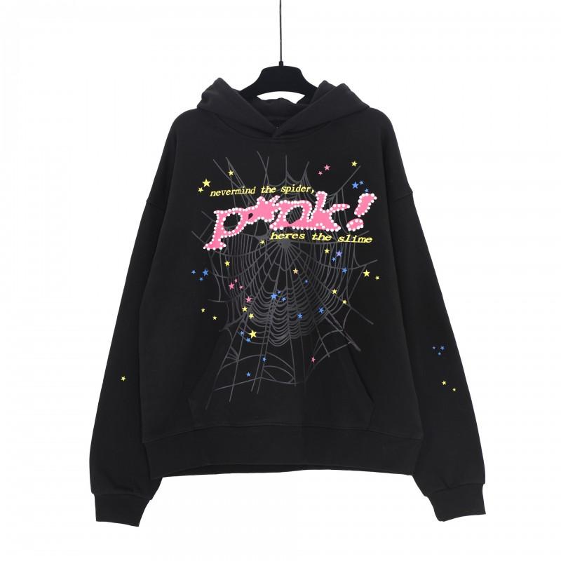 Unisex Hip Hop Oversized Hoodie With 3D Foil Web Print Cotton Heavyweight Sweatshirt Winter