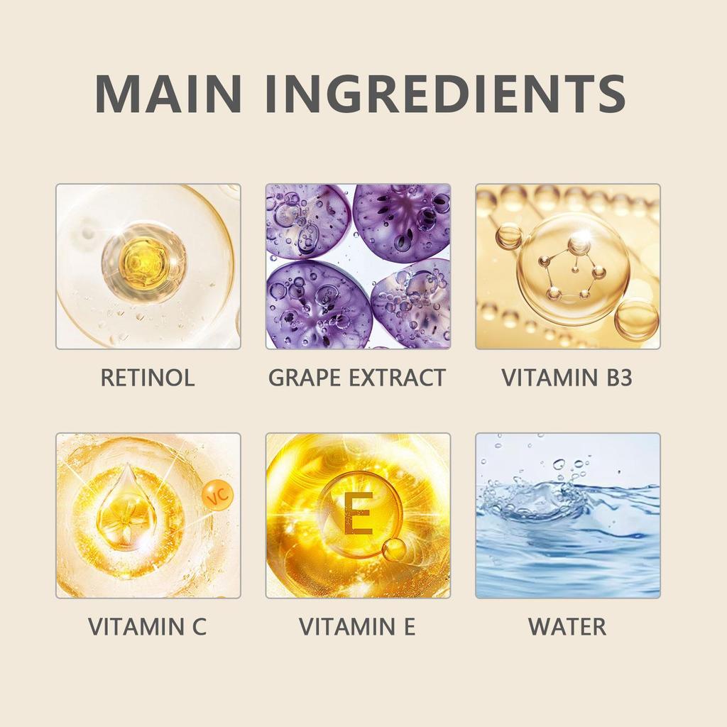 Retinol & Grape Seed Oil Serum - Deep Hydration & Moisture Lock, Enhances Skin Elasticity and Firmness - Fast-Absorbing & Non,120g