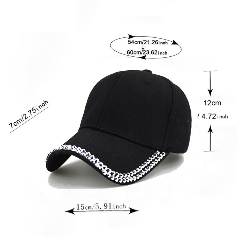 Adjustable Rhinestone Baseball Cap Bling Crystal Edge Outdoor Sun Hat Diamond Brim Cap Casual Wear