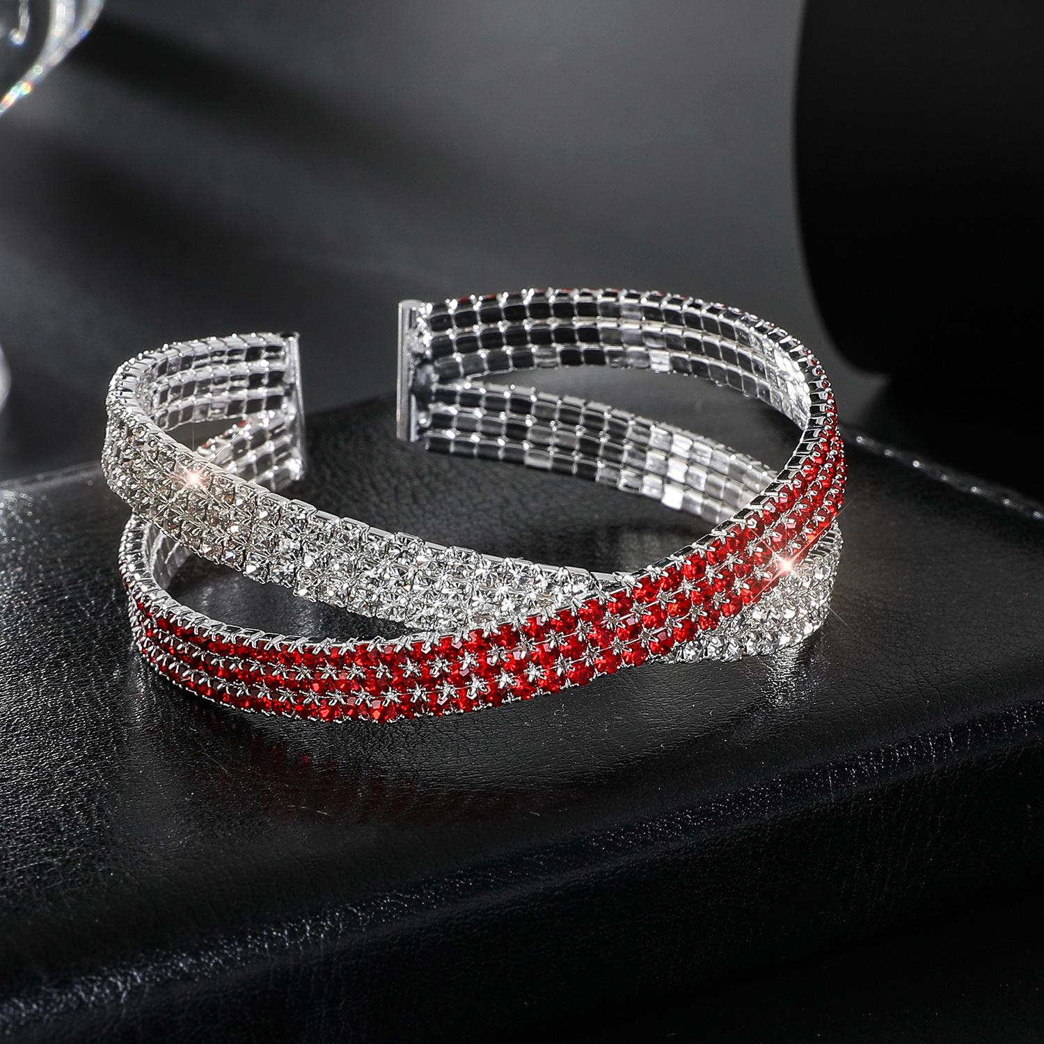 Multi-Layer Jewelry, Elastic Open Rhinestone Bracelet, Wrapped Bracelet, Women S Bracelet.