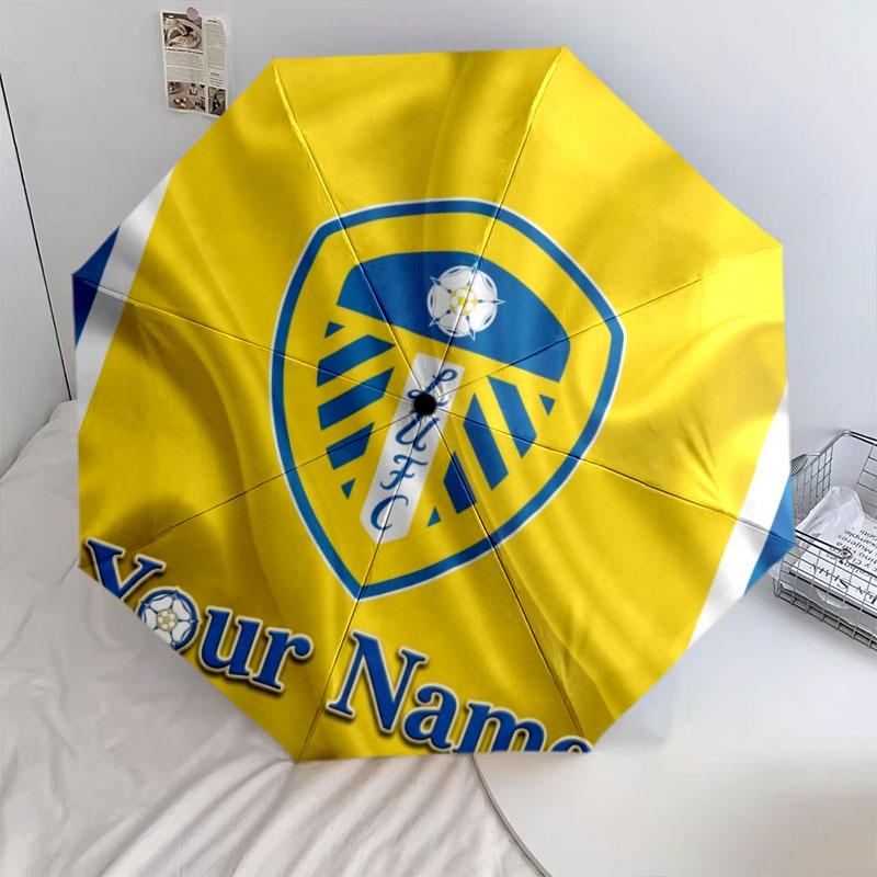 1 PC Automatic Folding Umbrella - Leeds United Custom Name Pattern, Portable & Foldable Design with 8 Ribs, Christmas Birthday Gifts